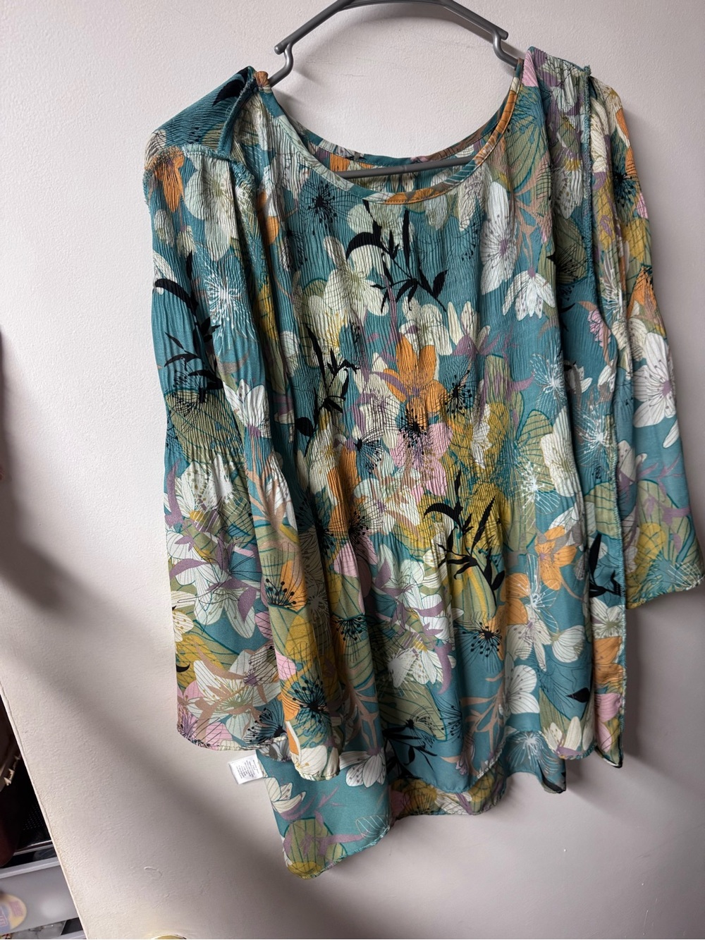 Spense Teal Floral Long-Sleeve Tunic